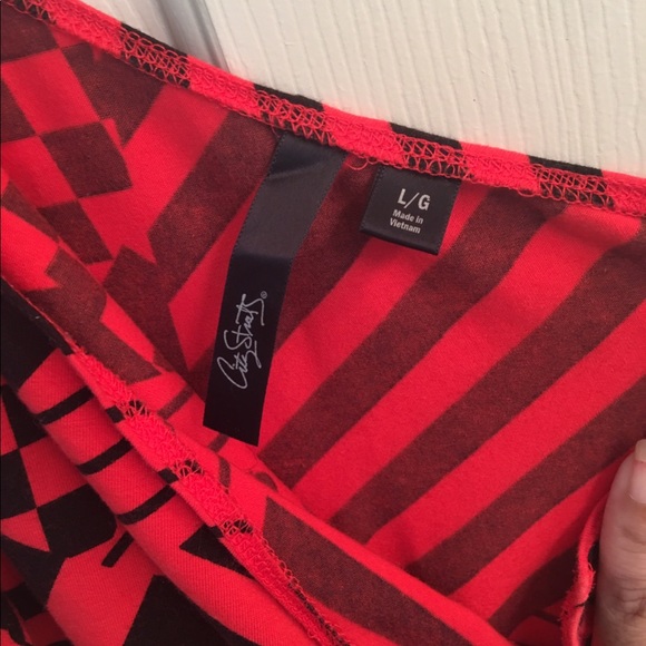 👠 LADIES RED & BLACK ONE SHOULDER STRIPPED DRESS - Picture 5 of 6